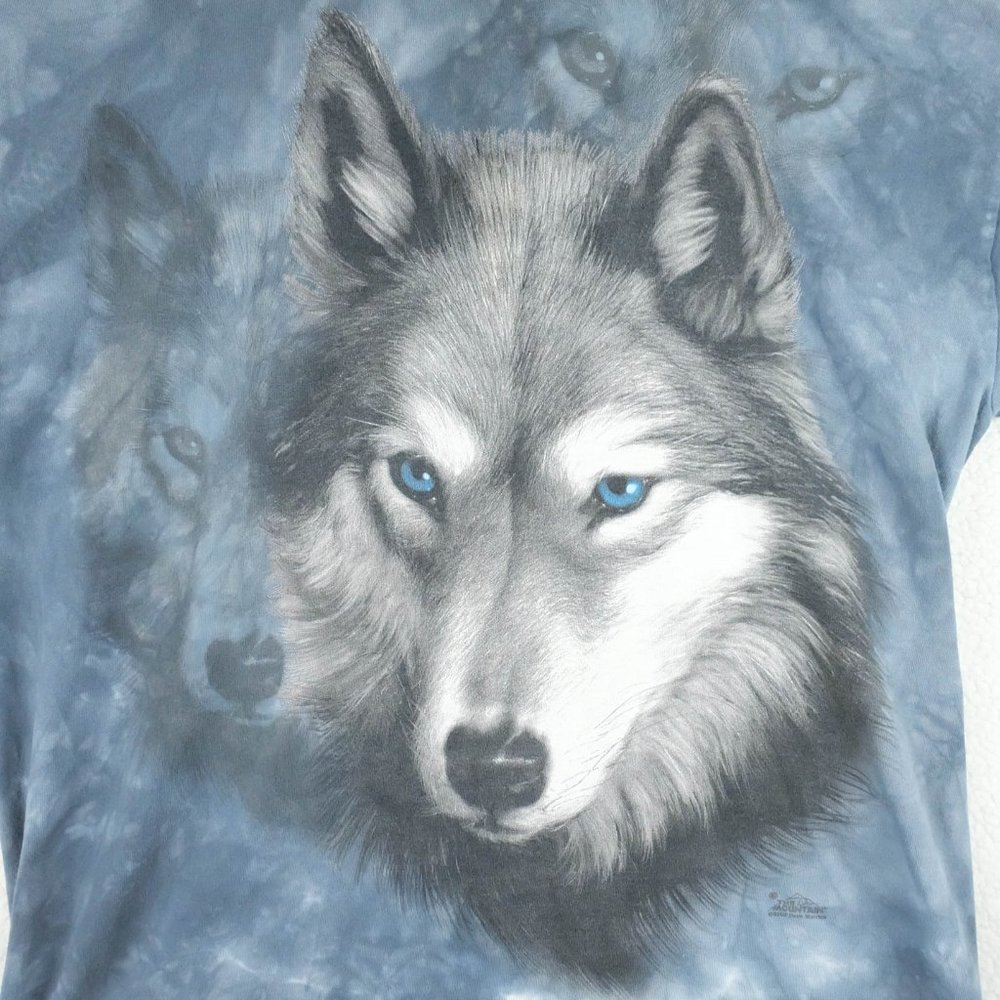 The Mountain T Shirt Mens Large Blue Marble Wolves Nature Short Sleeve Crew - Picture 2 of 11